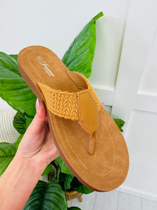 Wildflower Weave Flip Flops In Tan