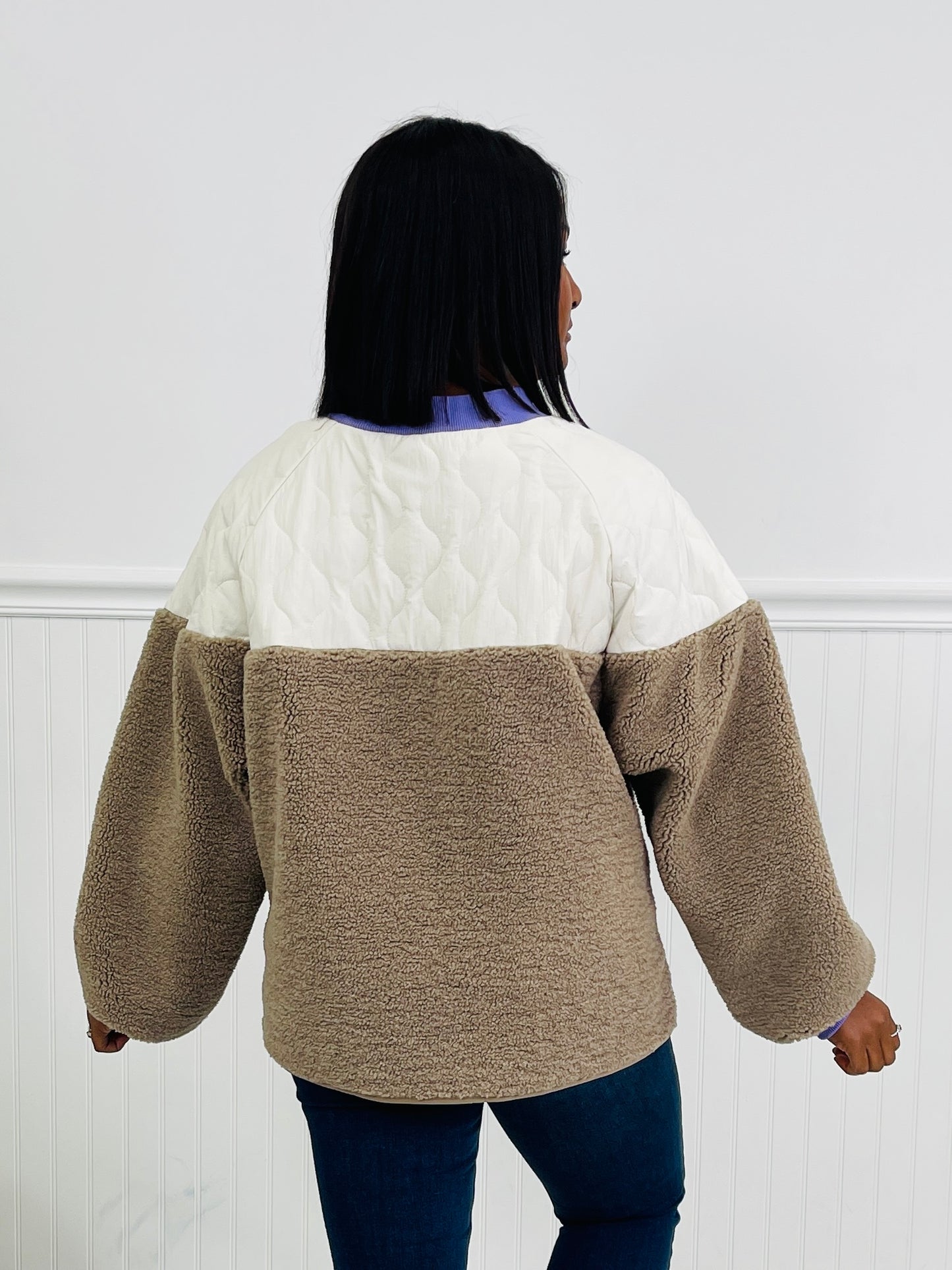 Fuzzy Fusion Pullover In Mushroom