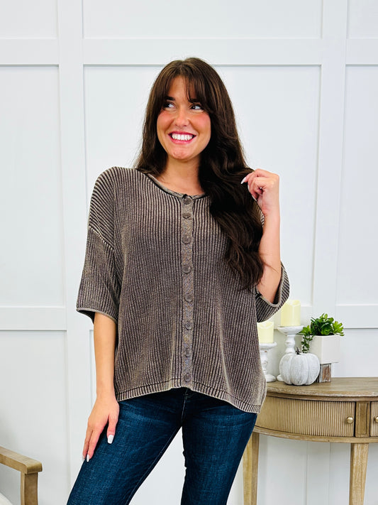 Casual Company Cardigan In Dark Brown