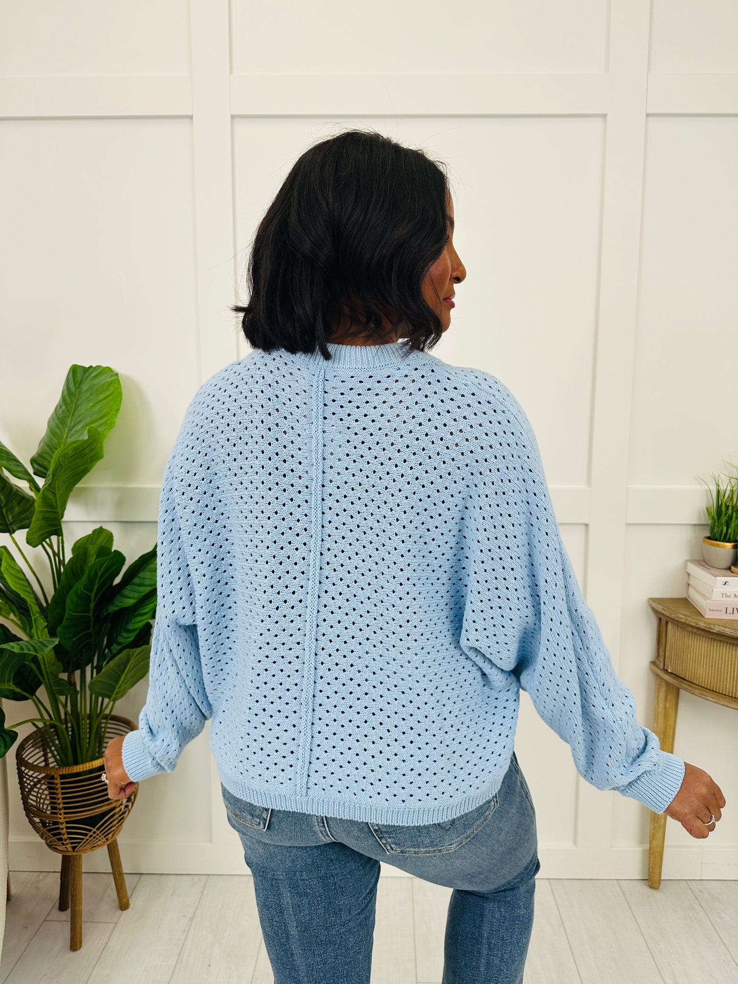 Knit To Perfection Sweater In Lt Blue