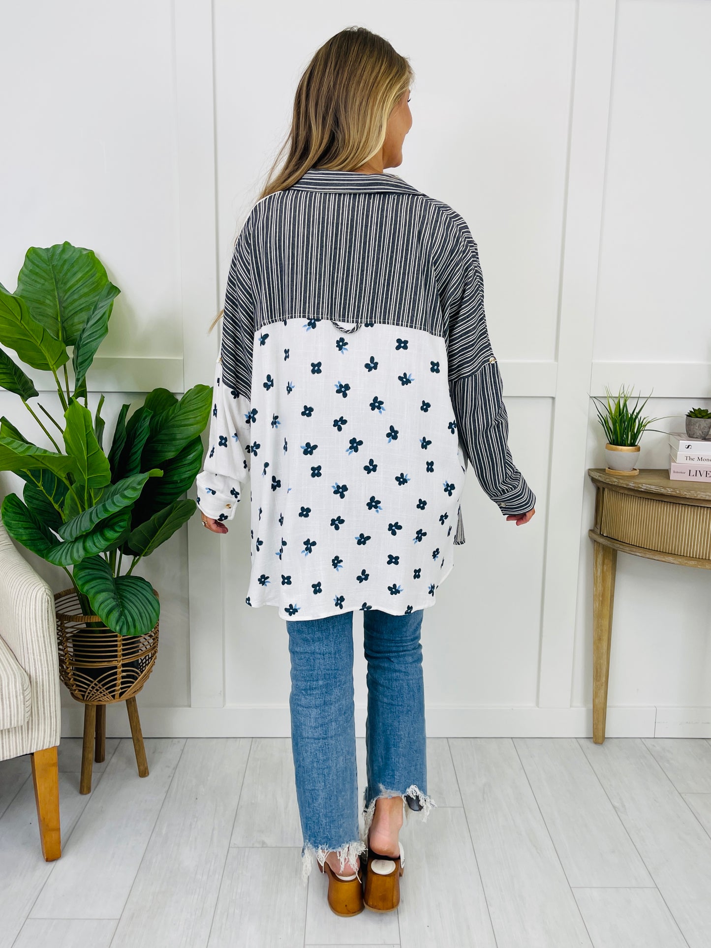 Two Sided Story Top In Navy