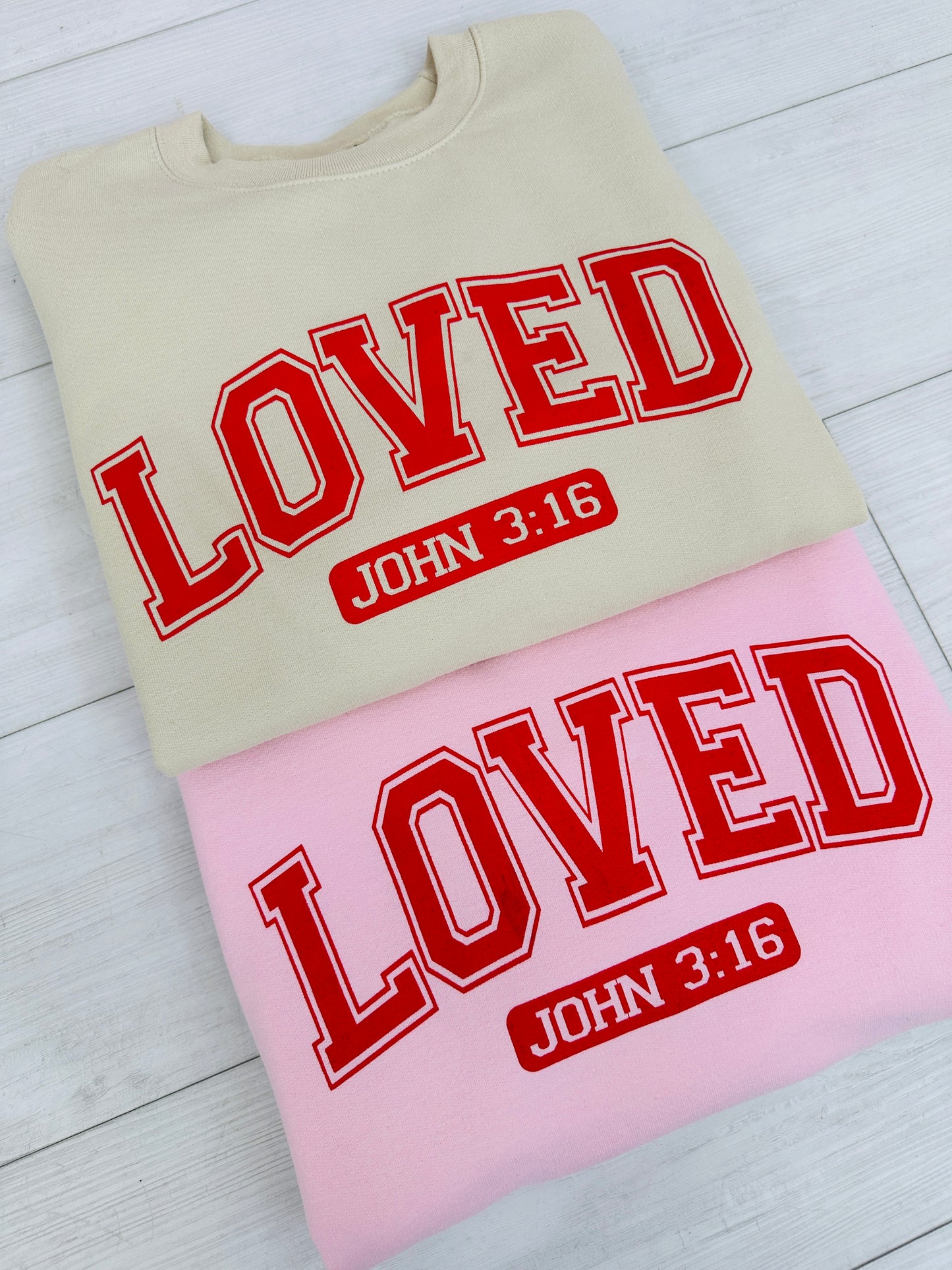 LOVED John 3:16 Graphic Crewneck Sweatshirt in Two Colors