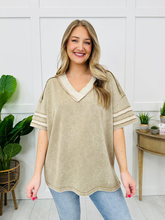 Victorious Comfort Top In Washed Taupe