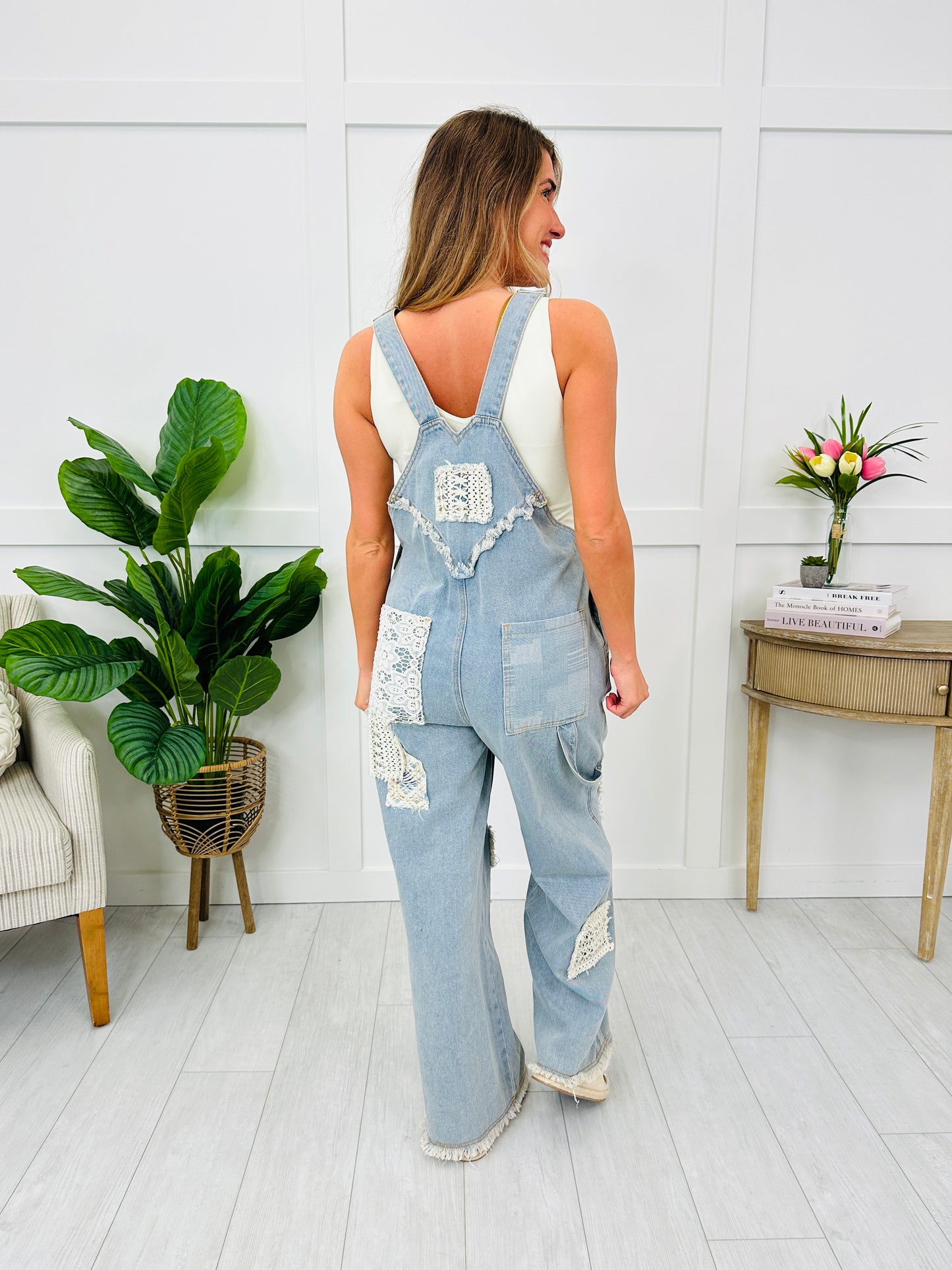 Laced Patchwork Overalls