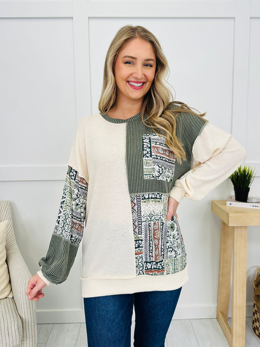 Stitch It Together Top In Olive