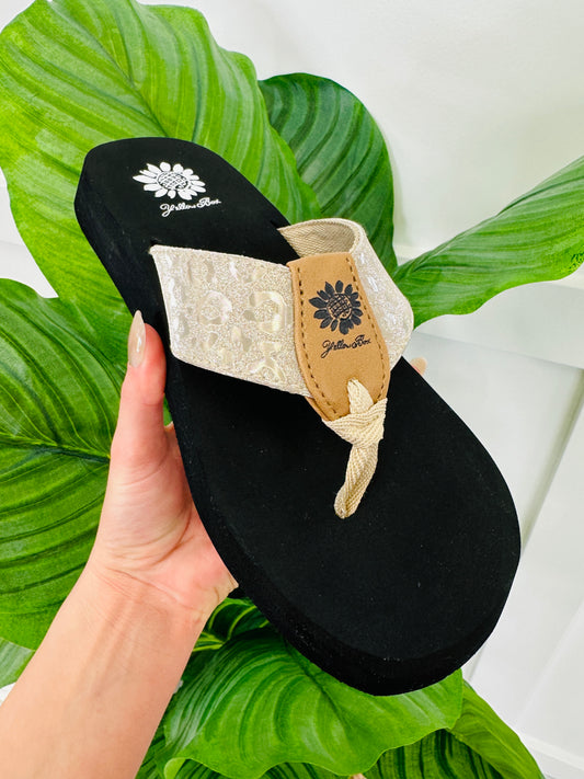 Midnight Mirage Flip Flops In Gold