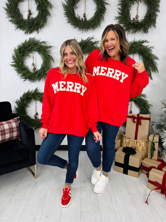 Merry Chenille Patch Crewneck Sweatshirt