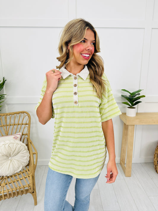 Citrus Twist Top in Off White/Lime