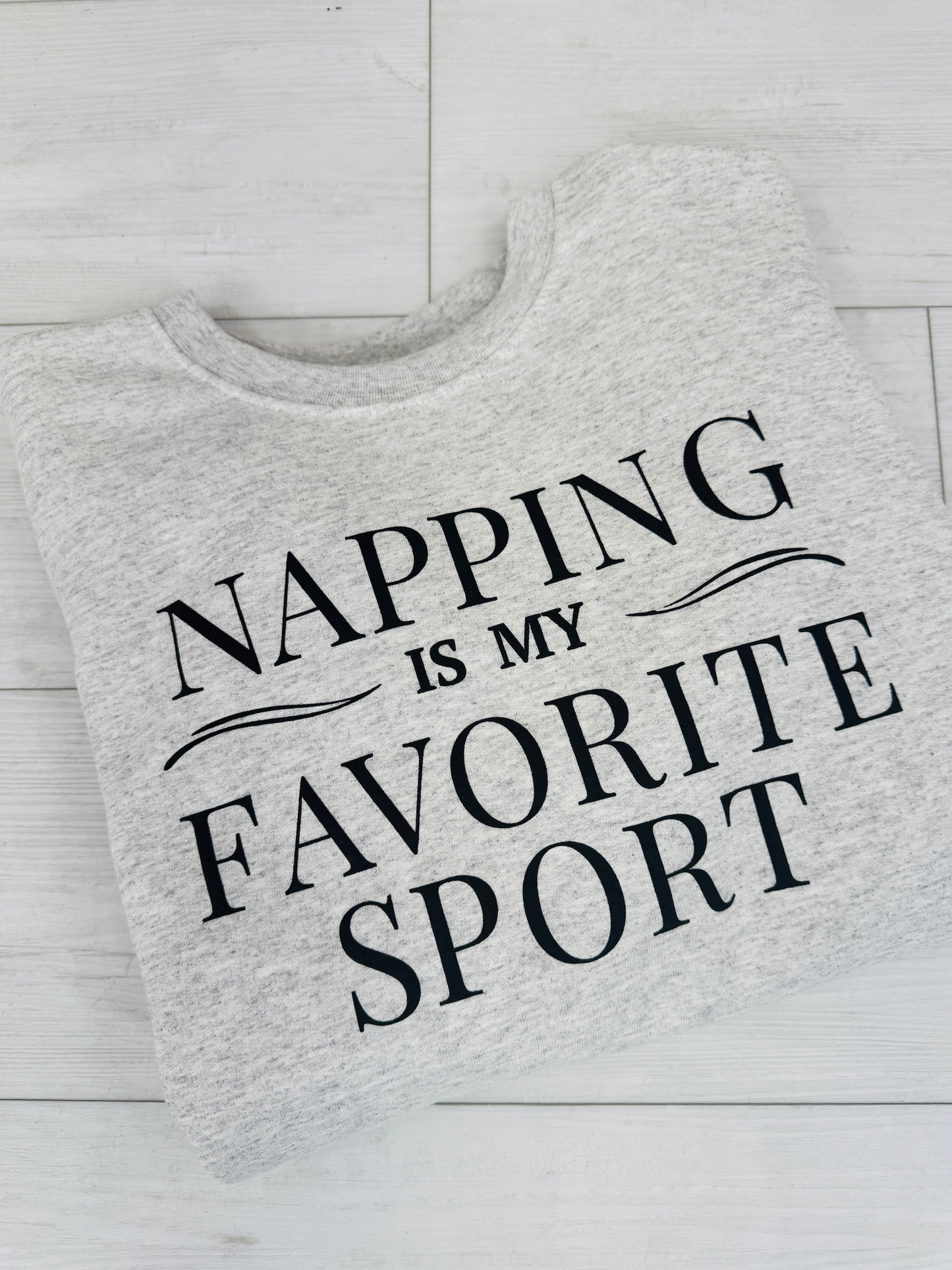 Napping Is My Favorite Sport Graphic Crewneck Sweatshirt