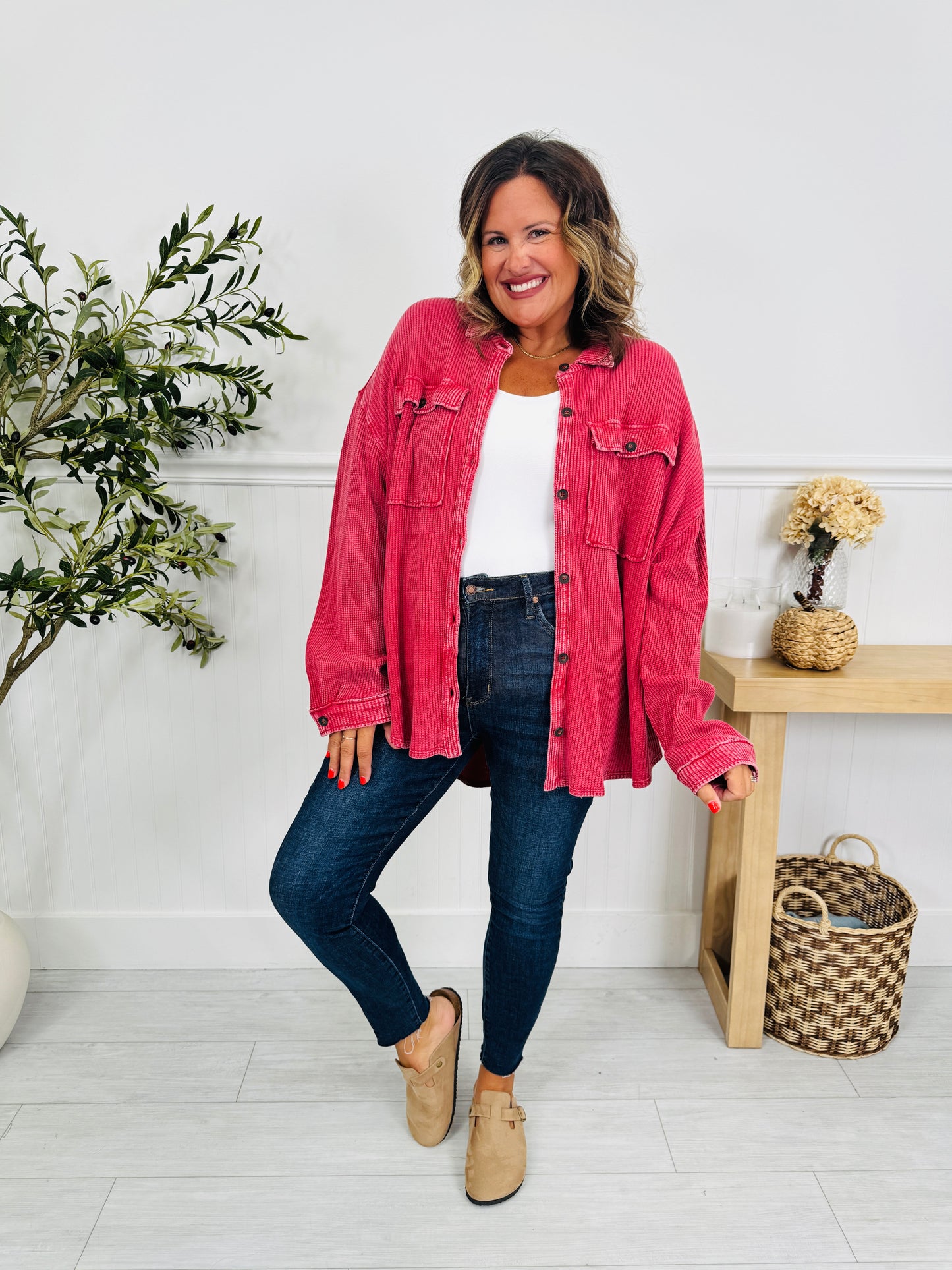 Layering Essential Shacket In Multiple Colors