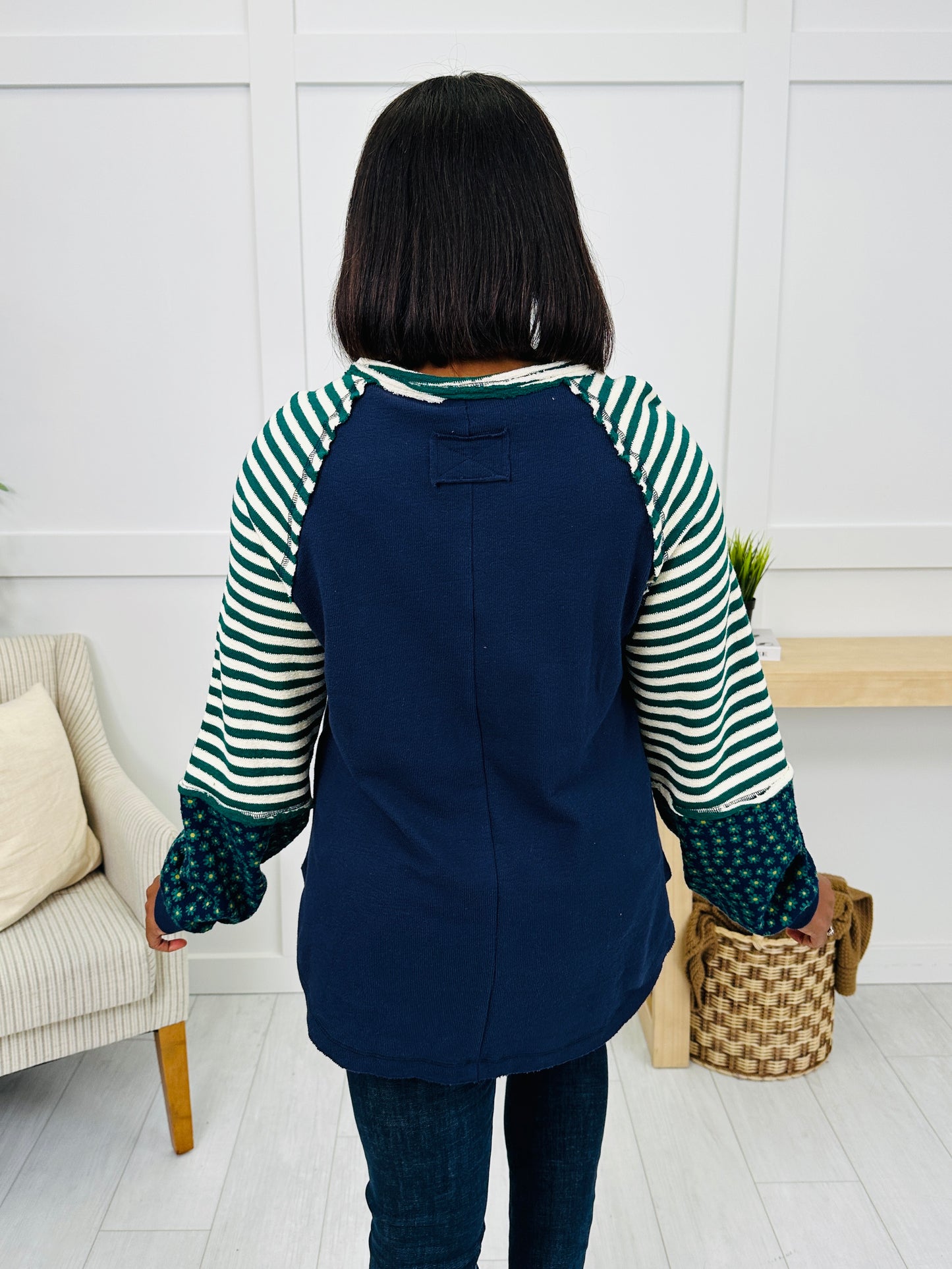 Struck By Stripes Top in Hunter Green