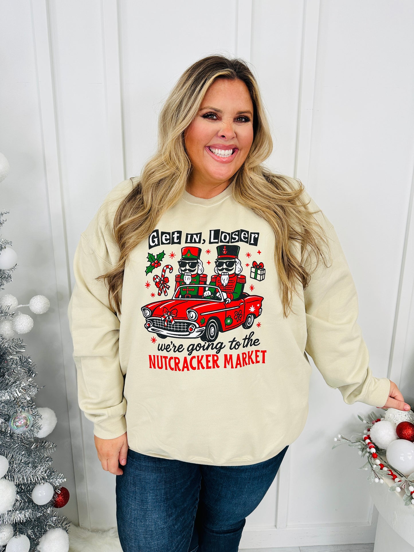 Get In Loser Nutcracker Graphic Crewneck Sweatshirt