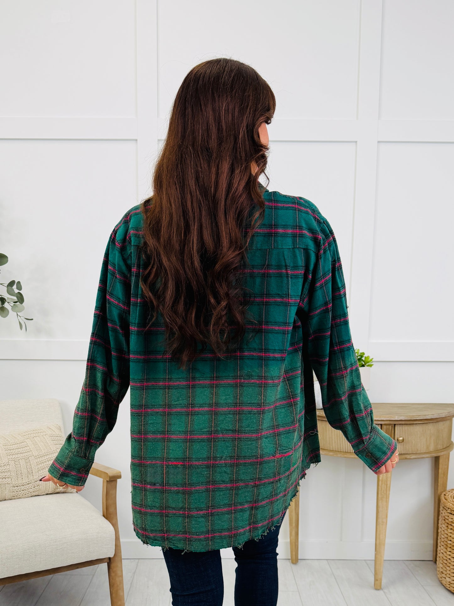 Night Out Plaid Top In Green