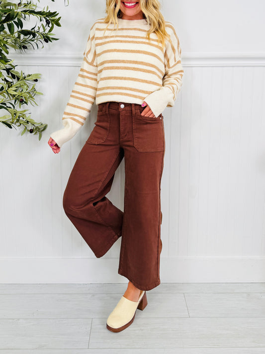 Judy Blue Melt In Your Mouth Chocolate Wide Leg Cropped Jeans
