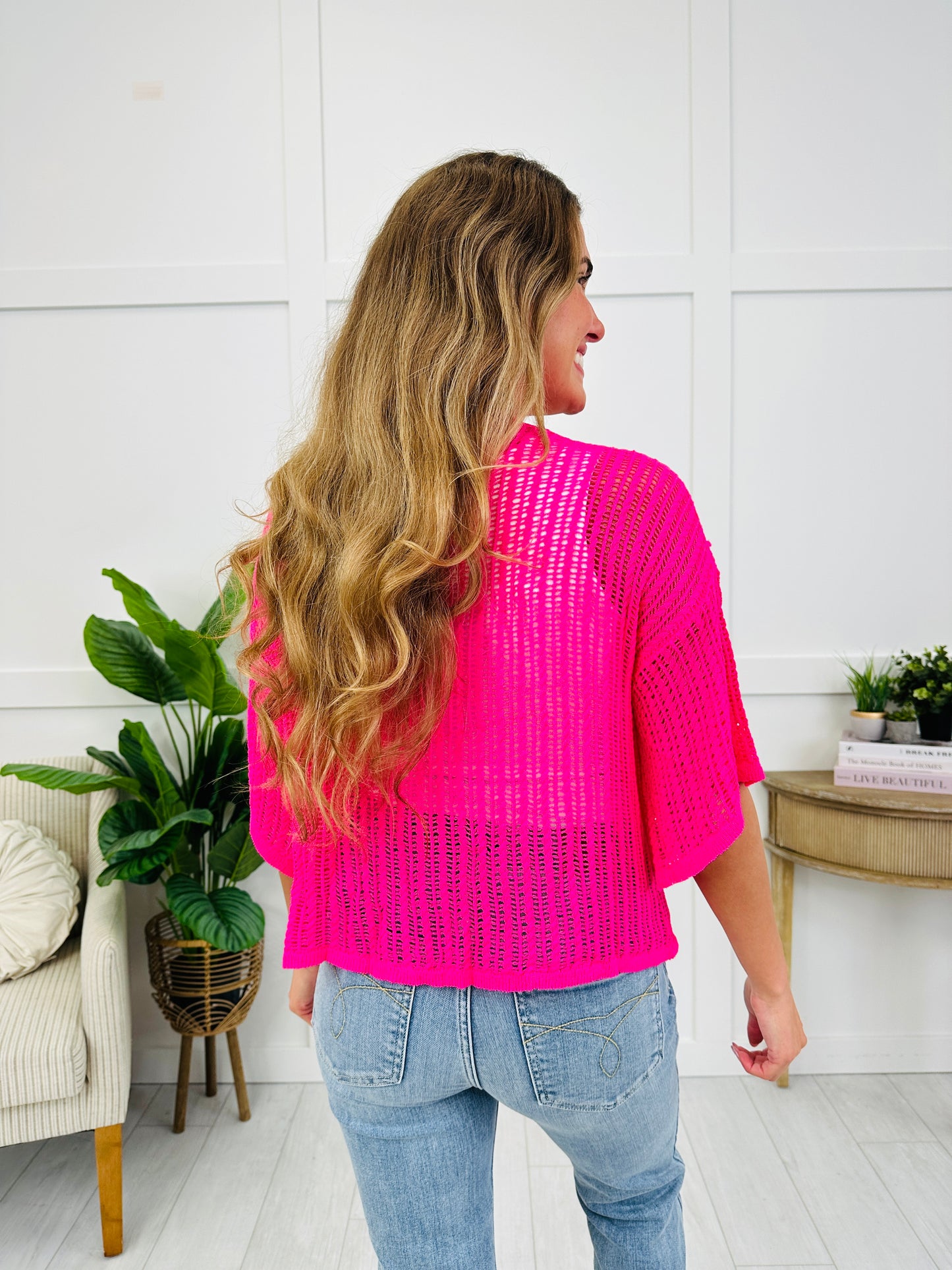 Shore Thing Cardigan in Hot Pink