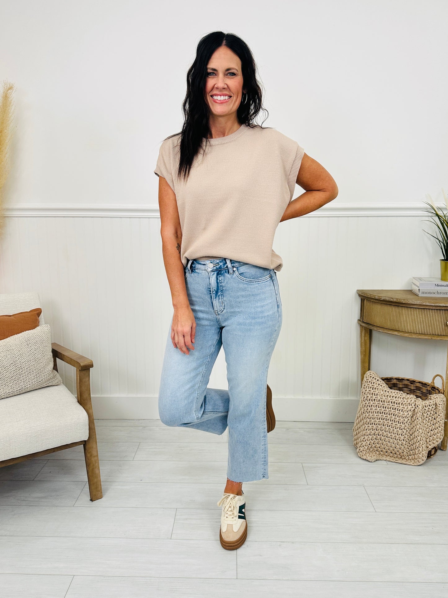 Along For The Ride Wide Leg Cropped Jeans With Tummy Control