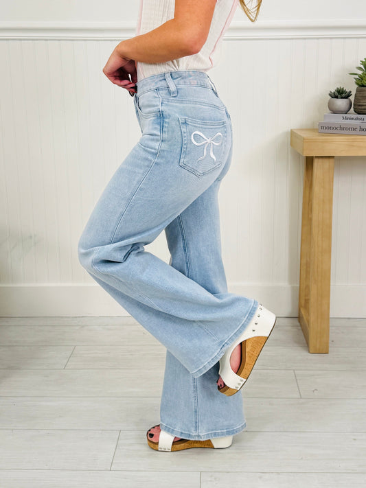 Bow Bliss Wide Leg Jeans with Tummy Control