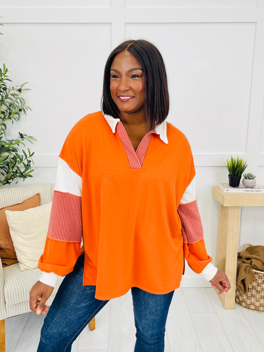 Signature Contrast Pullover in Rust