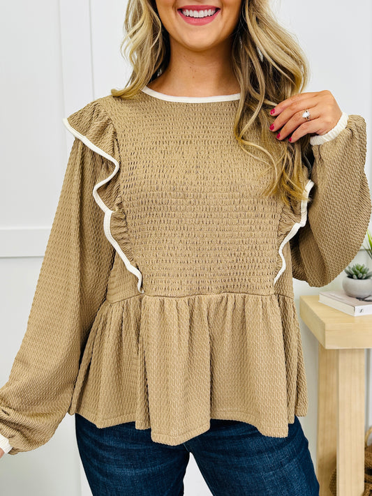 Ripple Effect Top in Taupe/Ivory