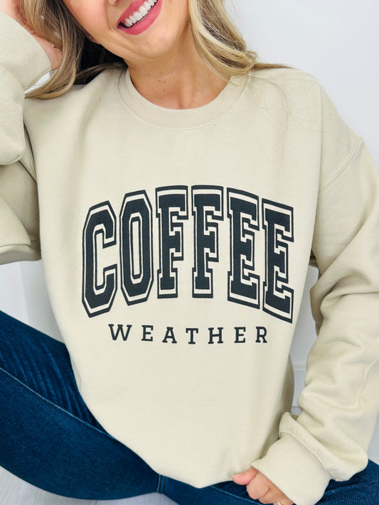 Coffee Weather Crewneck Sweatshirt in Taupe