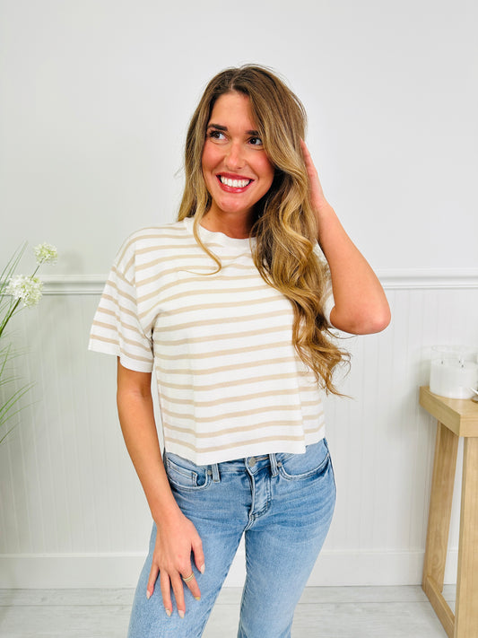 Signature Stripe Top In Taupe