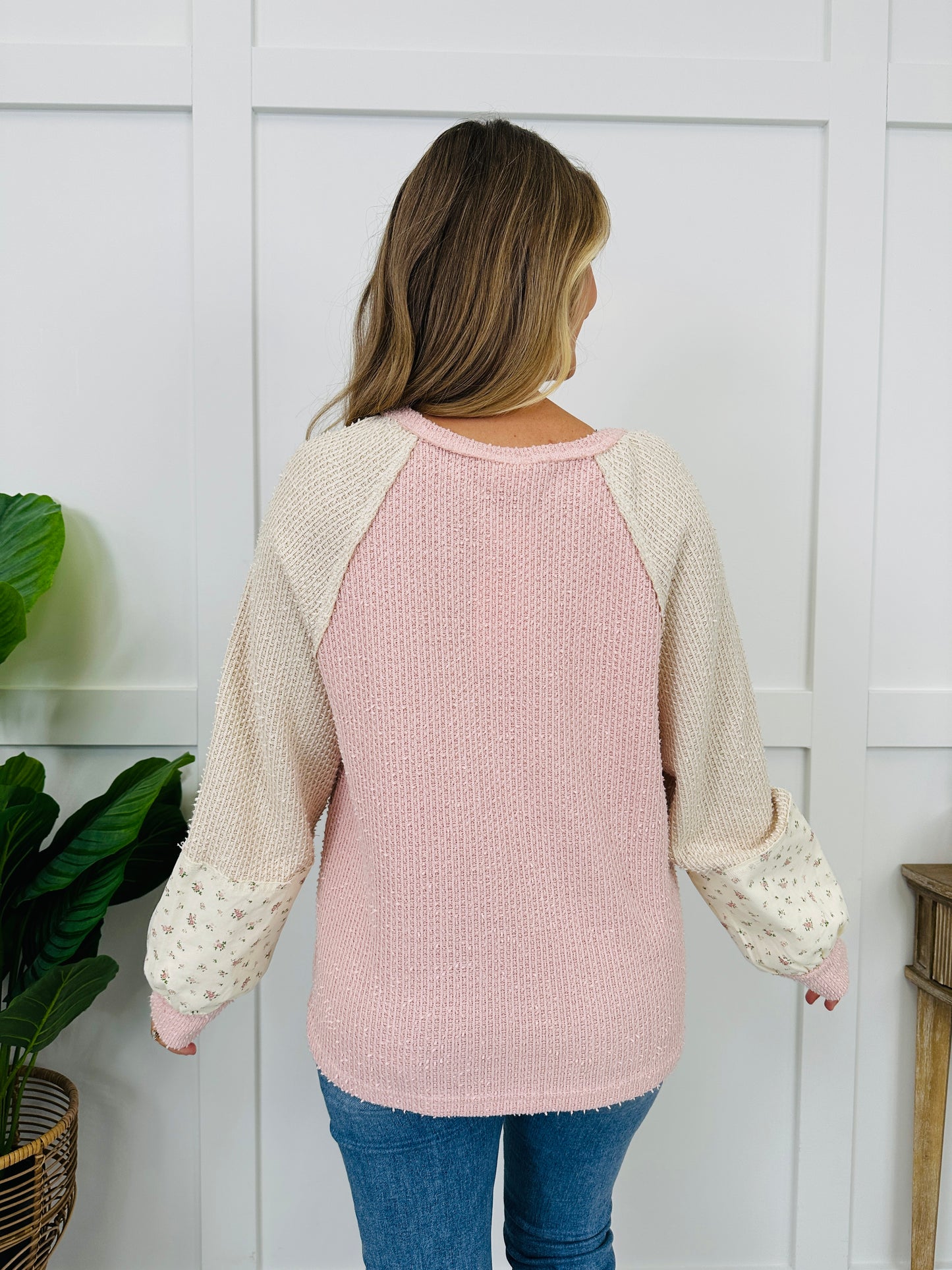 Sleeve Of Petals Sweater In Baby Pink