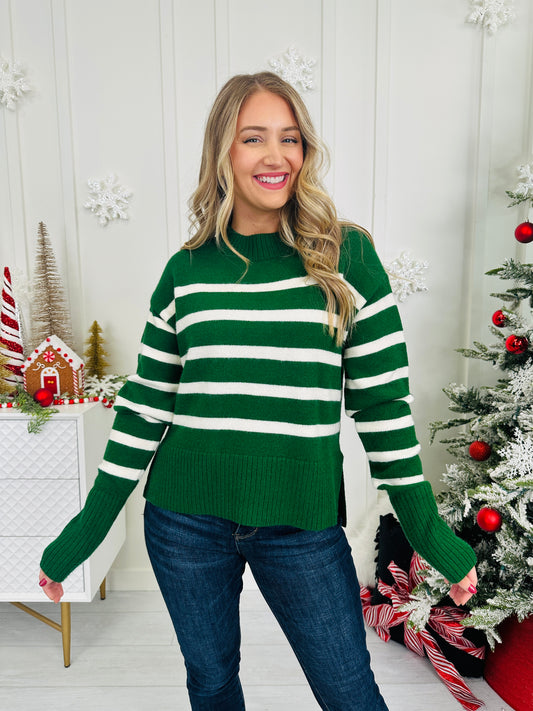 Beyond the Stripe Sweater In Pine Tree
