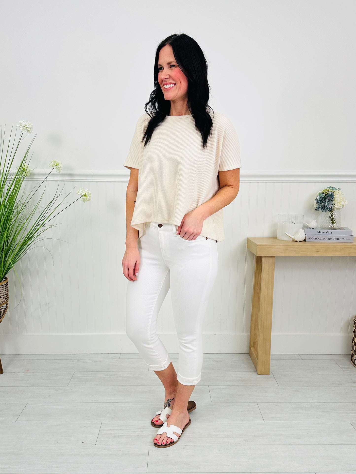 Judy Blue White Sand Capri Jeans