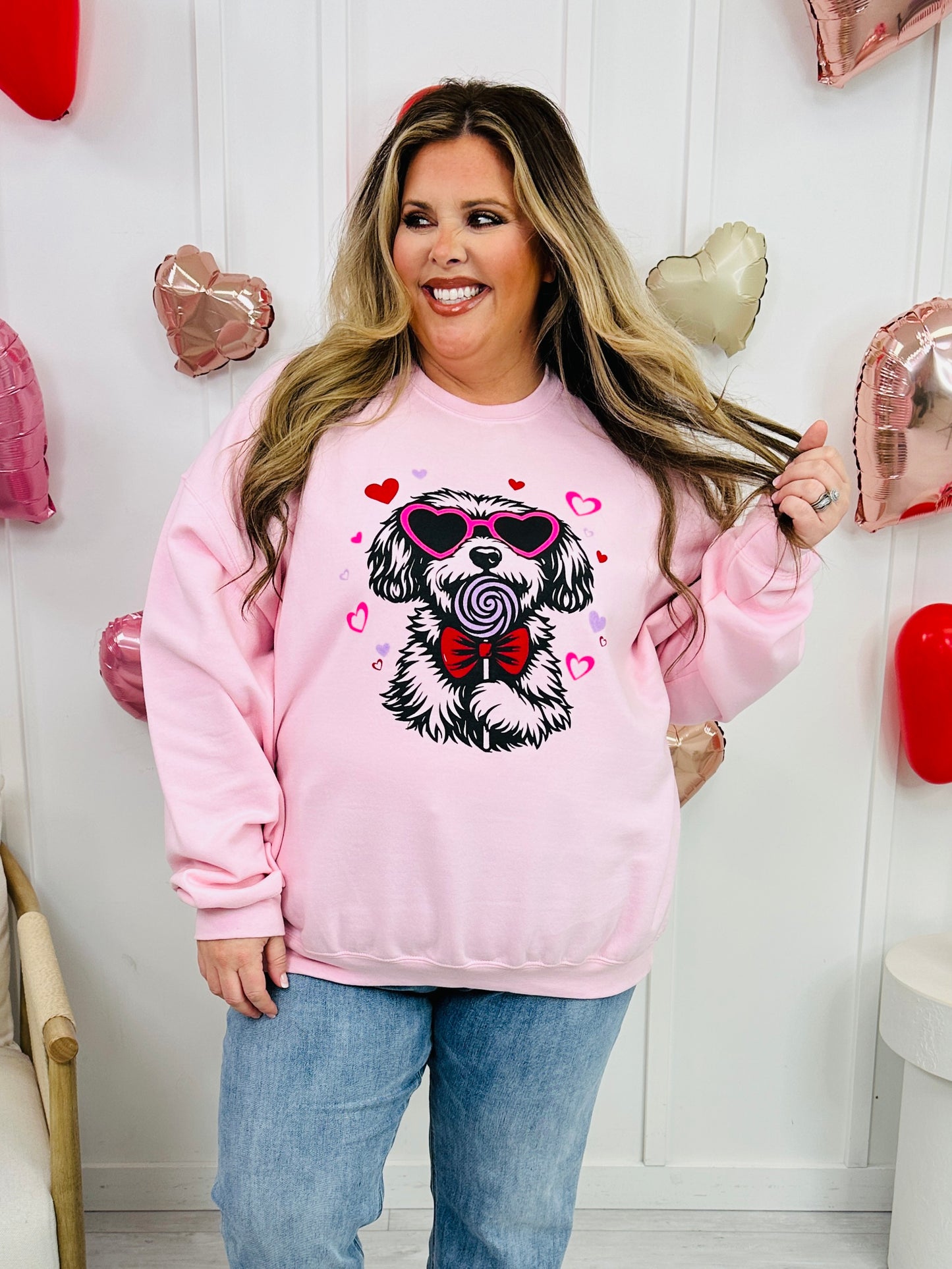 Dogs and Lollipops Graphic Crewneck Sweatshirt