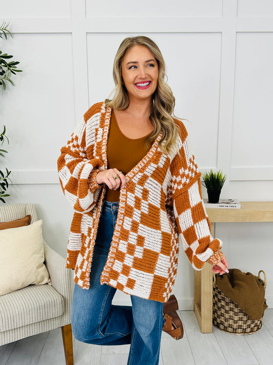 The Final Checkpoint Cardigan in Rust Combo