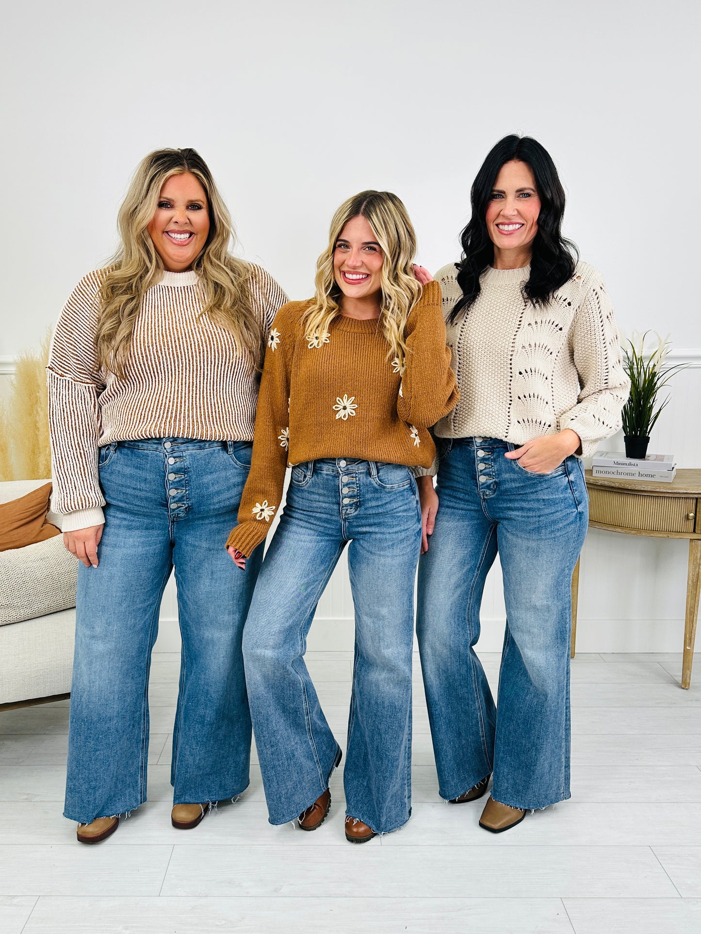 Push Your Buttons Tummy Control Wide Leg Jeans