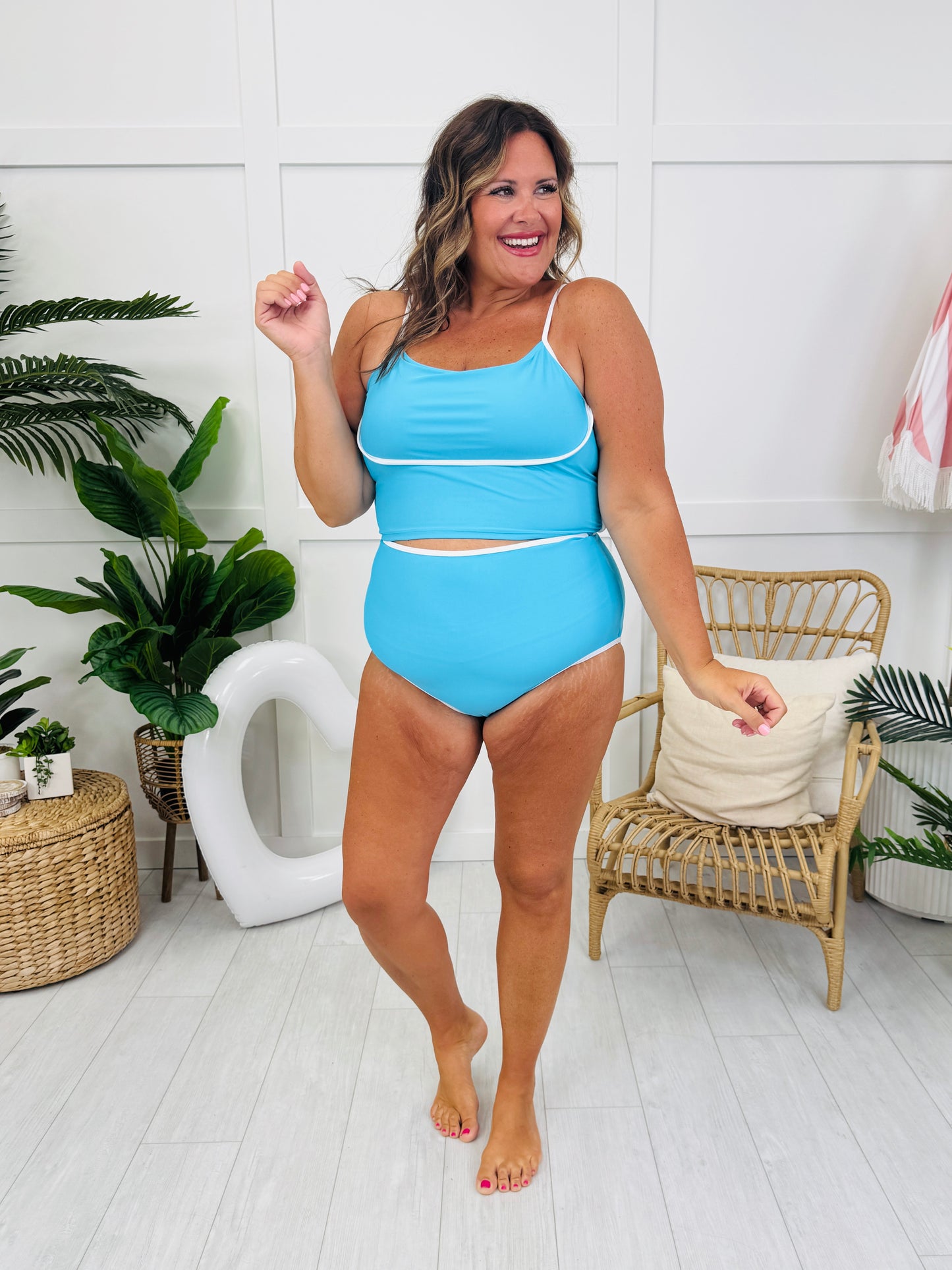 Ultra High Waisted Swim Bottoms in Bright Blue