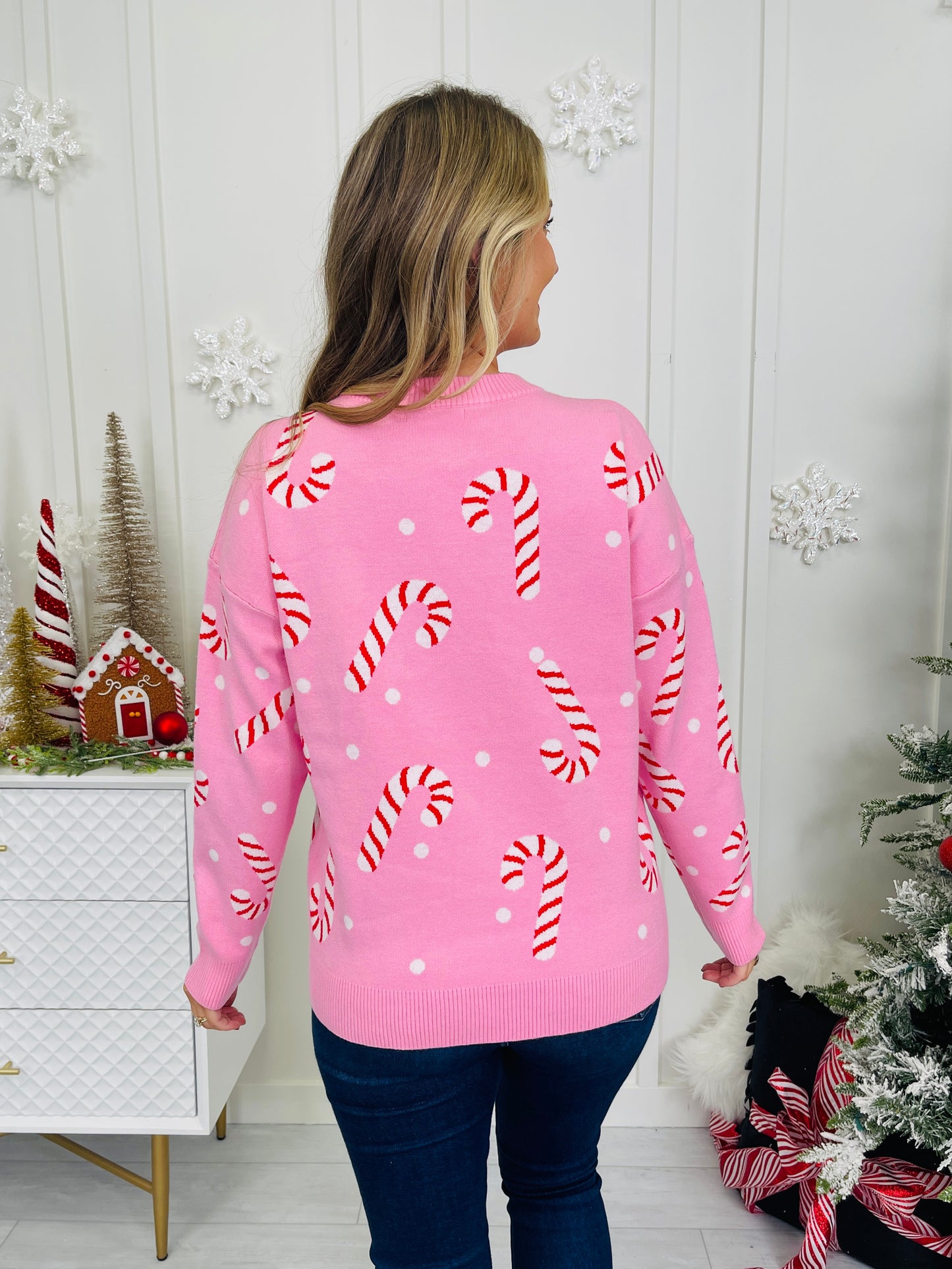 Peppermint Parade Sweater in Pink