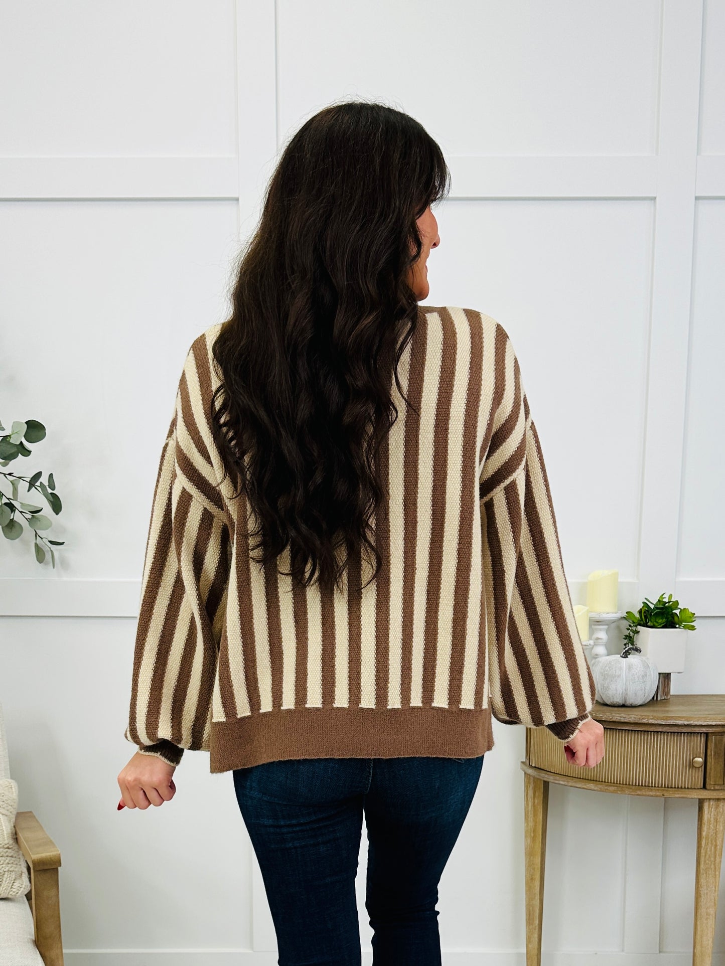 Line It Up Cardigan In Mocha/Oatmeal