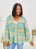 Gathered Stripes Cardigan in Green Combo