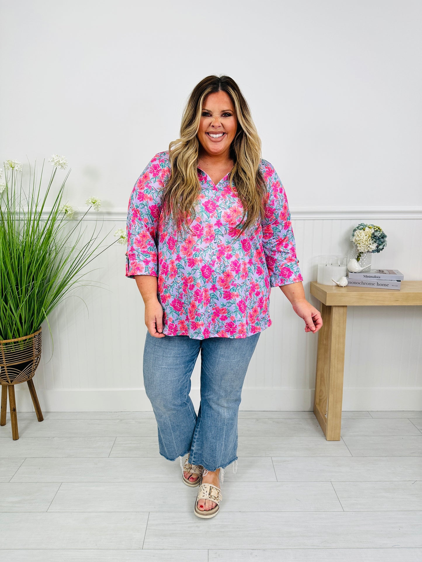 Bloom in Spring Top in Rose Print