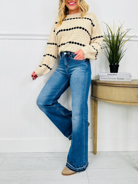Effortless Release Tummy Control Wide Leg Release Hem Jeans