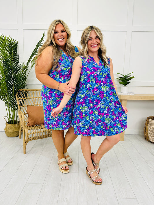 Palms And Plans Dress in Grand Cayman Print