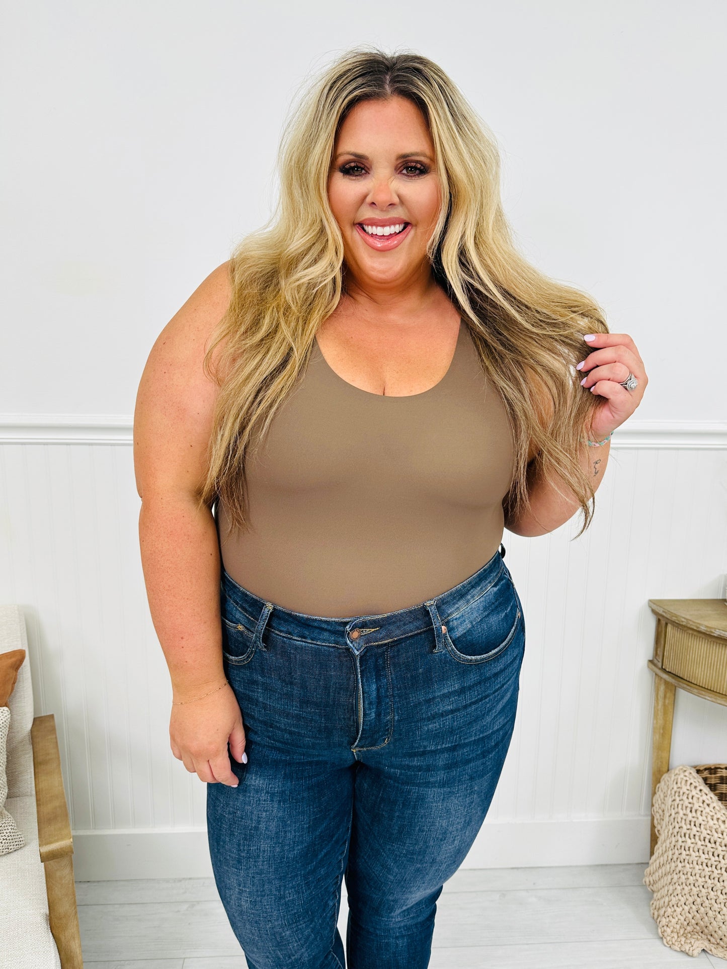 MOCO Signature Sleeveless Bodysuit in Mocha- Multiple Lengths!