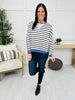 Tangled In Sunday Pullover in White/Black/Denim