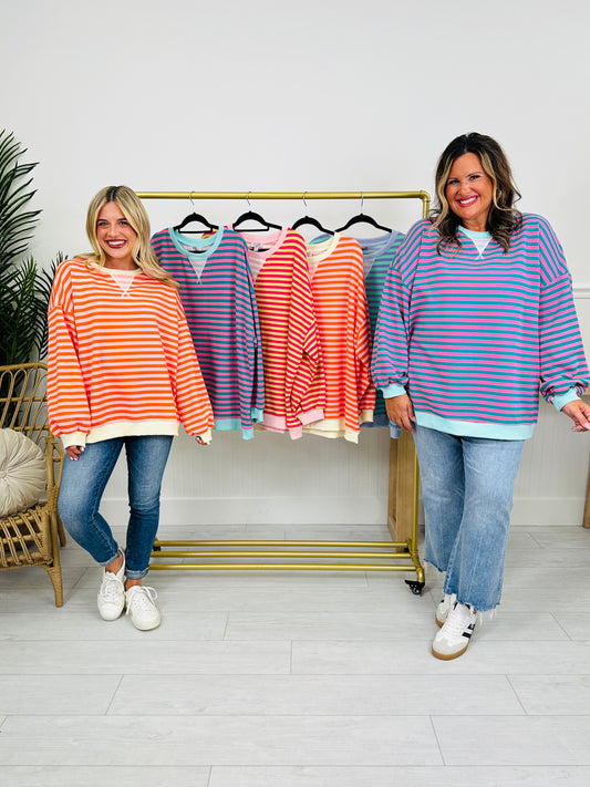 Stripe Hype Pullover Top in Four Colors