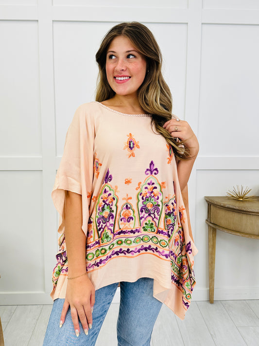 Sunlit Stitch Top In Peach