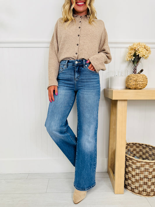 Just Four You Tummy Control Wide Leg Jeans in Four Inseams