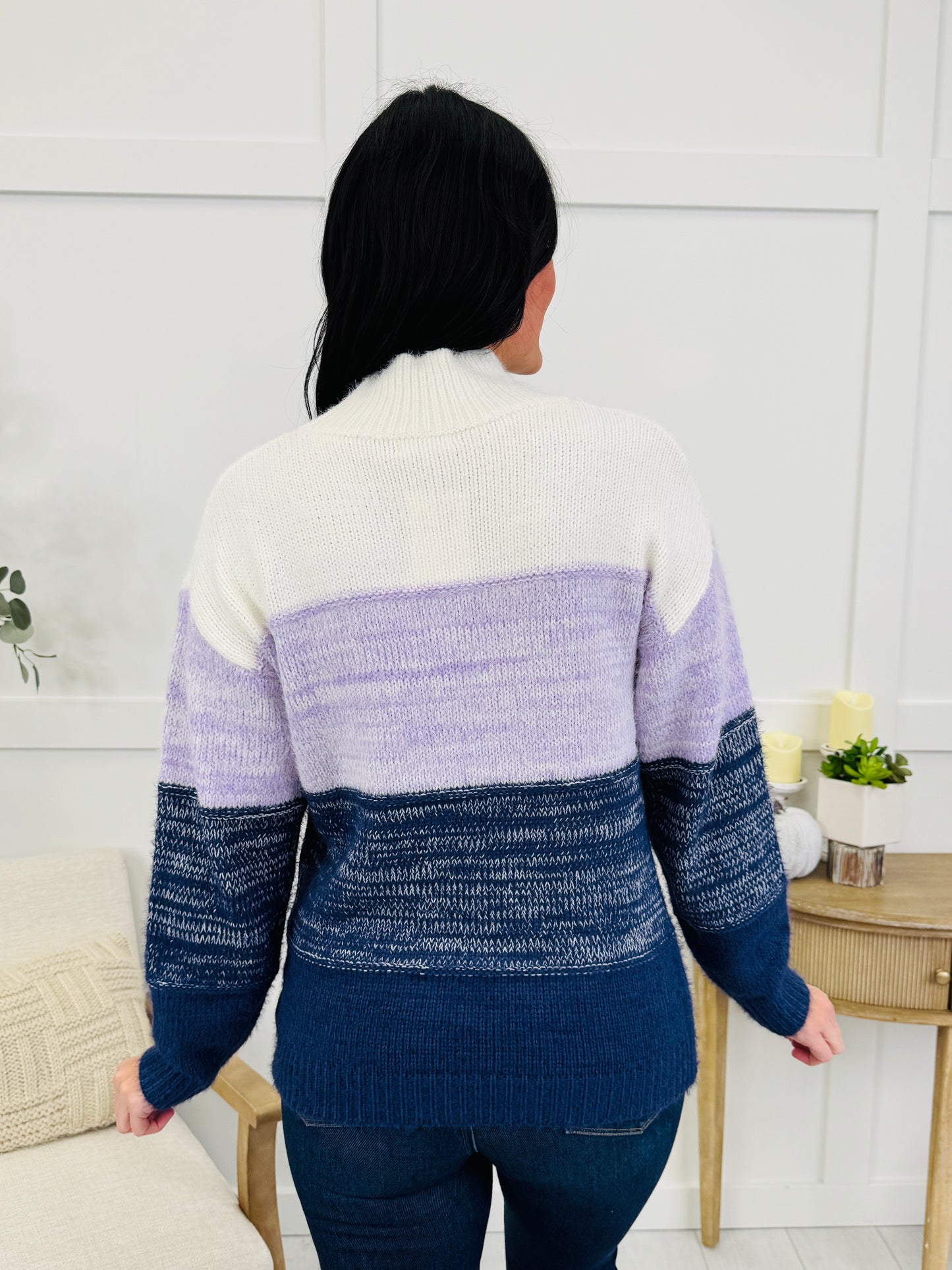 Shifted Stitches Sweater in Navy