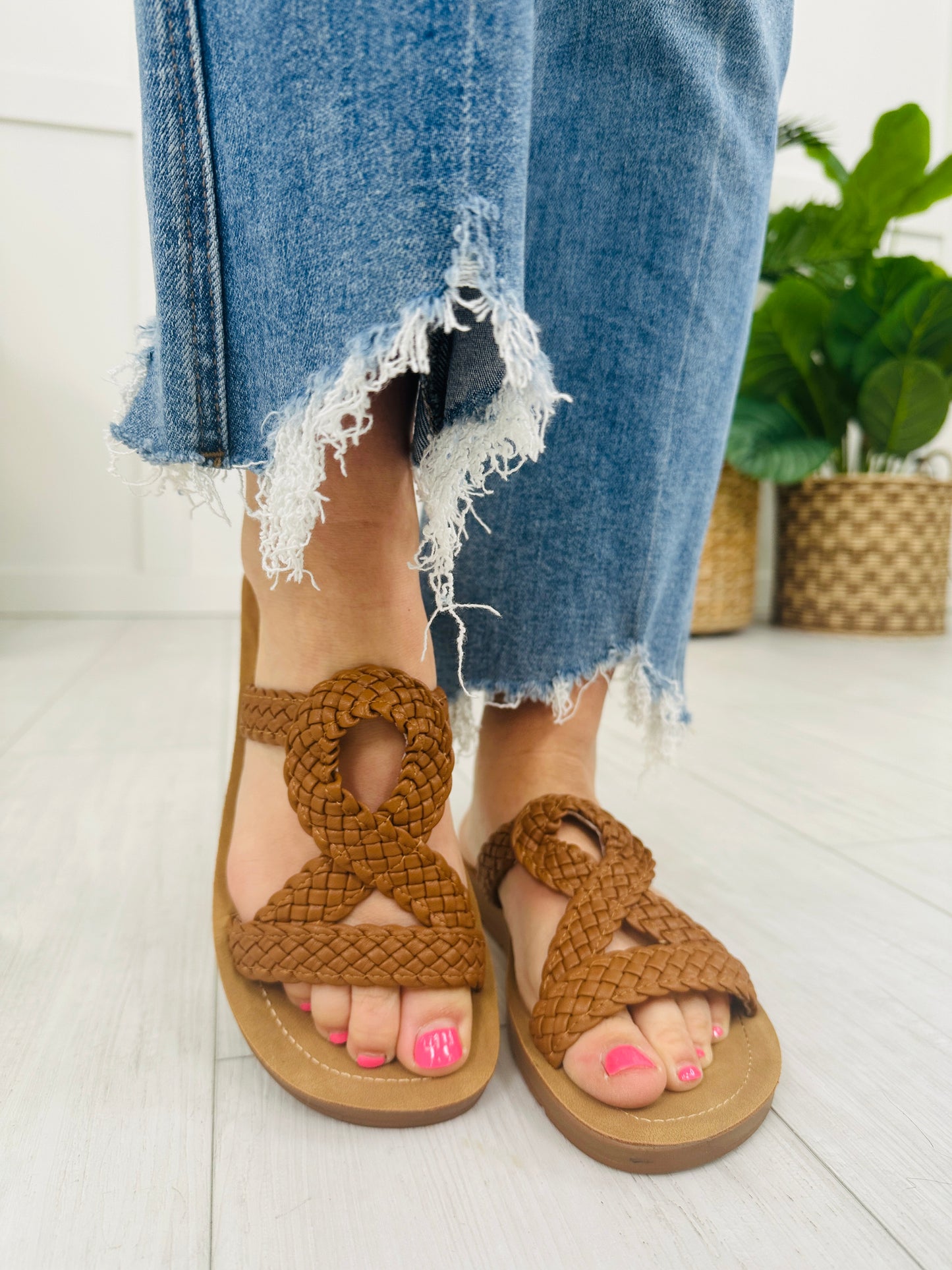 Strapped Serenity Sandals in Cognac