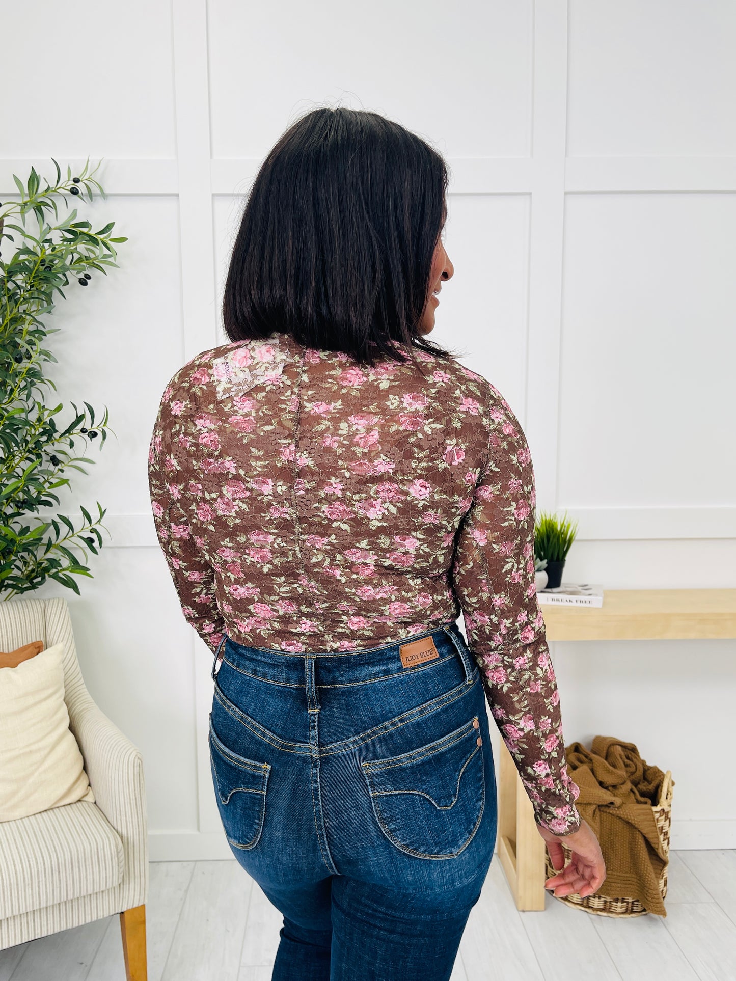 Sheer Fascination Top in Chocolate Floral