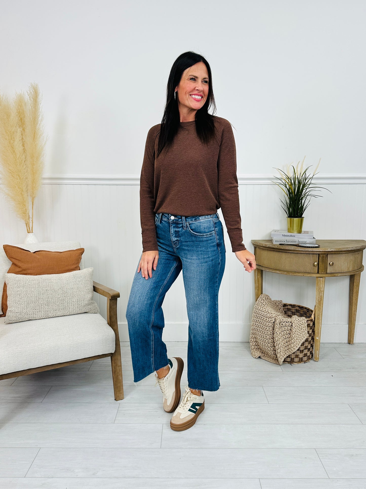 Straight To The Top Tummy Control Cropped Wide Leg Jeans