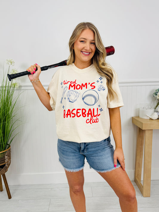 Tired Mom Baseball Club Graphic Tee