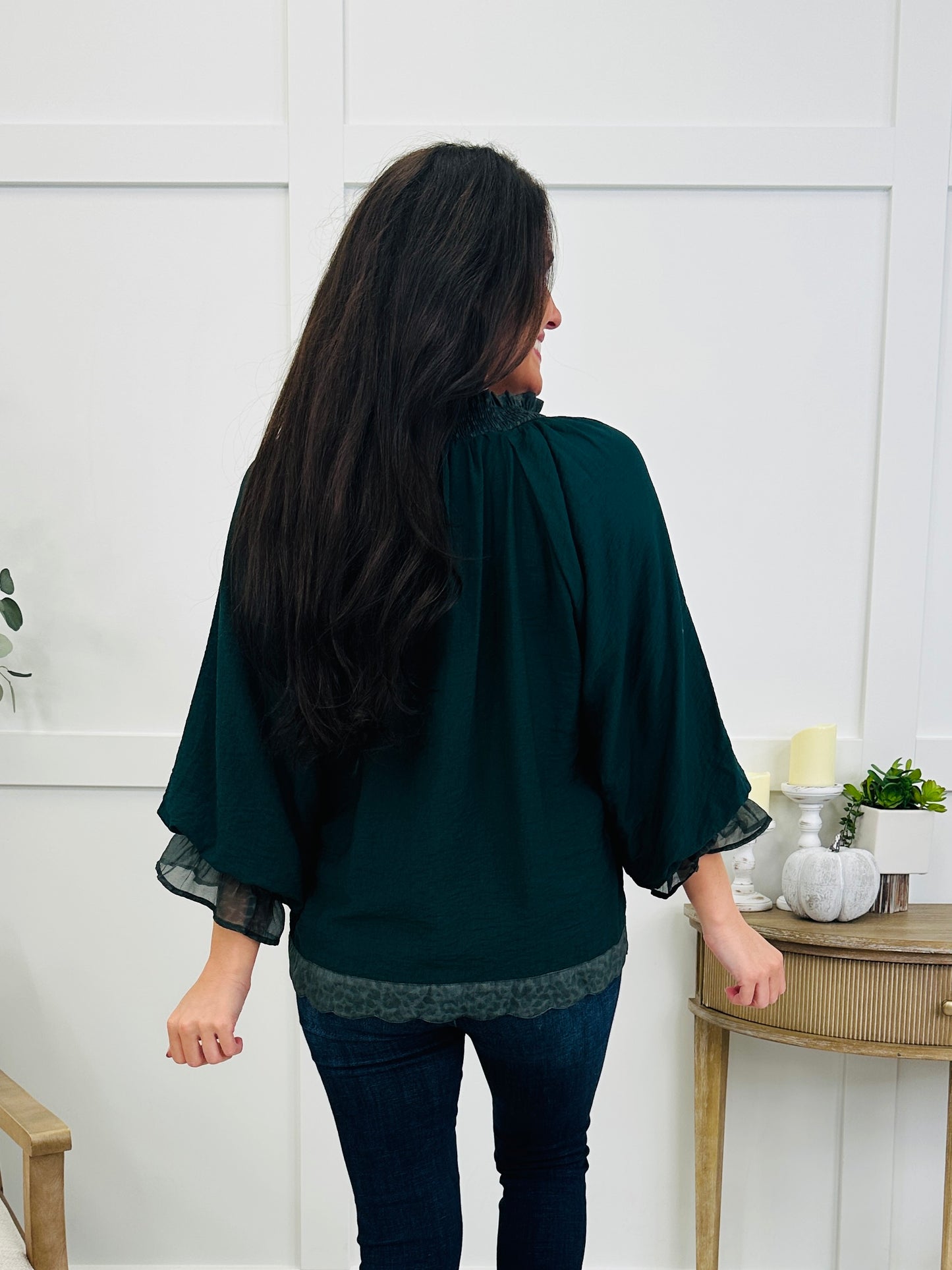 Woodland Romance Top In Hunter Green