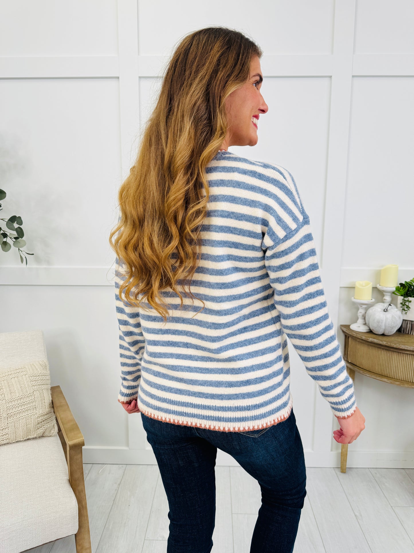 Seaside Stroll Sweater In Denim